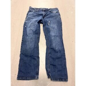 T.K. Axel Jeans Men 36X32 Blue Denim Distressed Stretch Classic Straight - Flaws